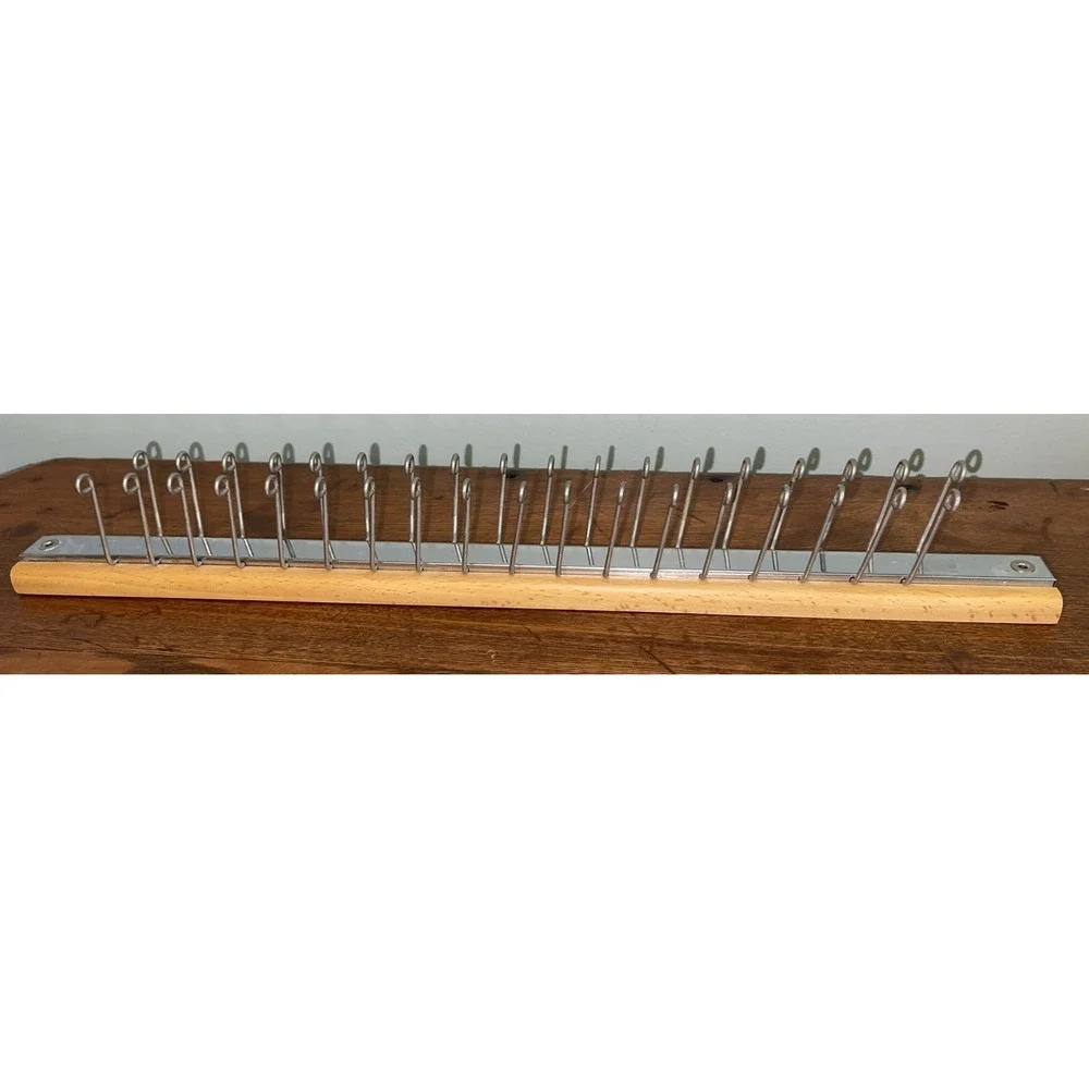 Vintage Wood & Brass Tie Scarf Belt‎ Holder Rack Organizer Made in USA 36 Hooks